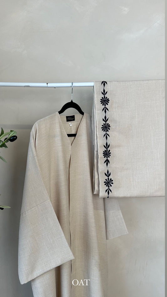 Bold Floral Linen abaya