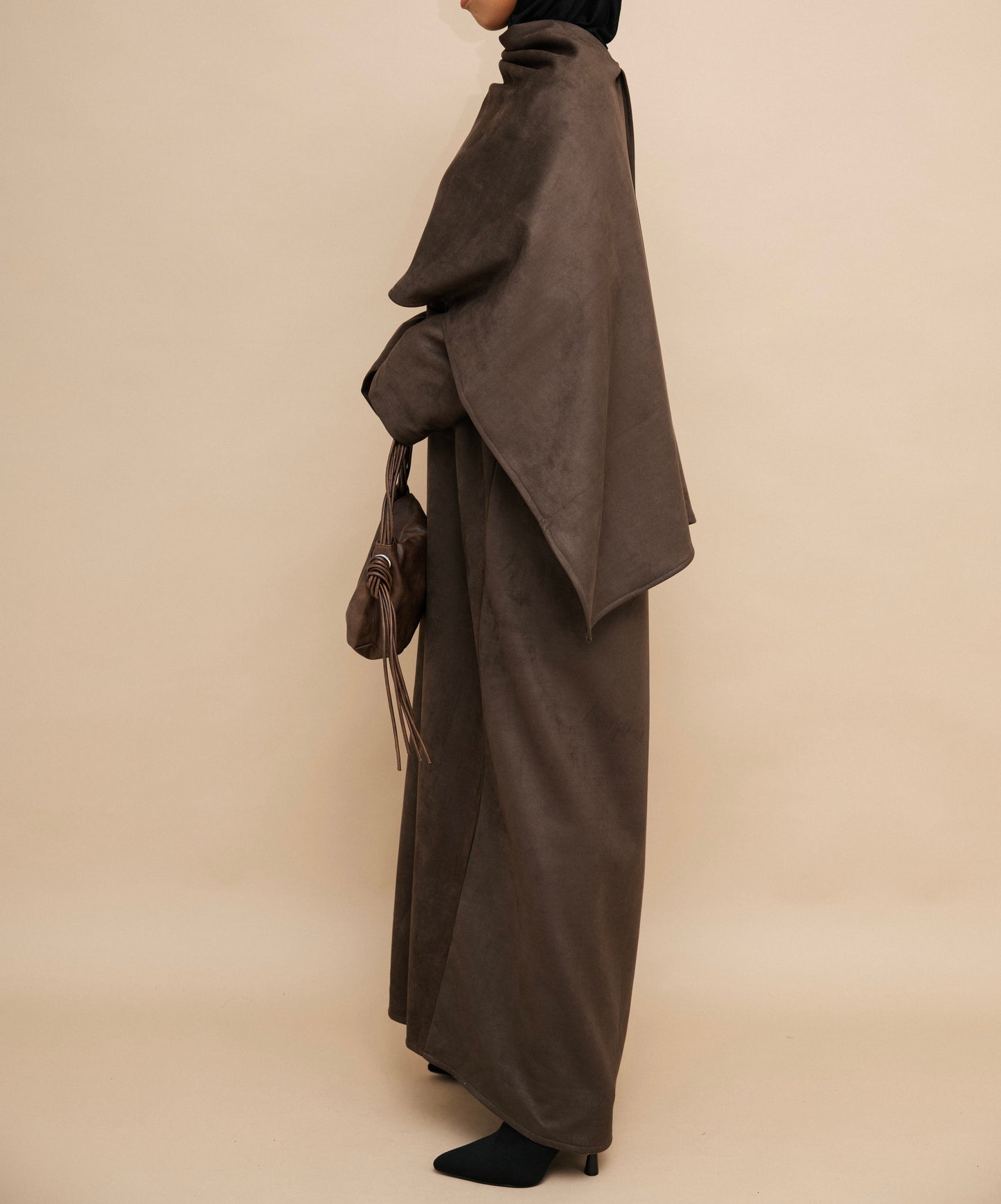 Deep Khaki Mocha abaya coat