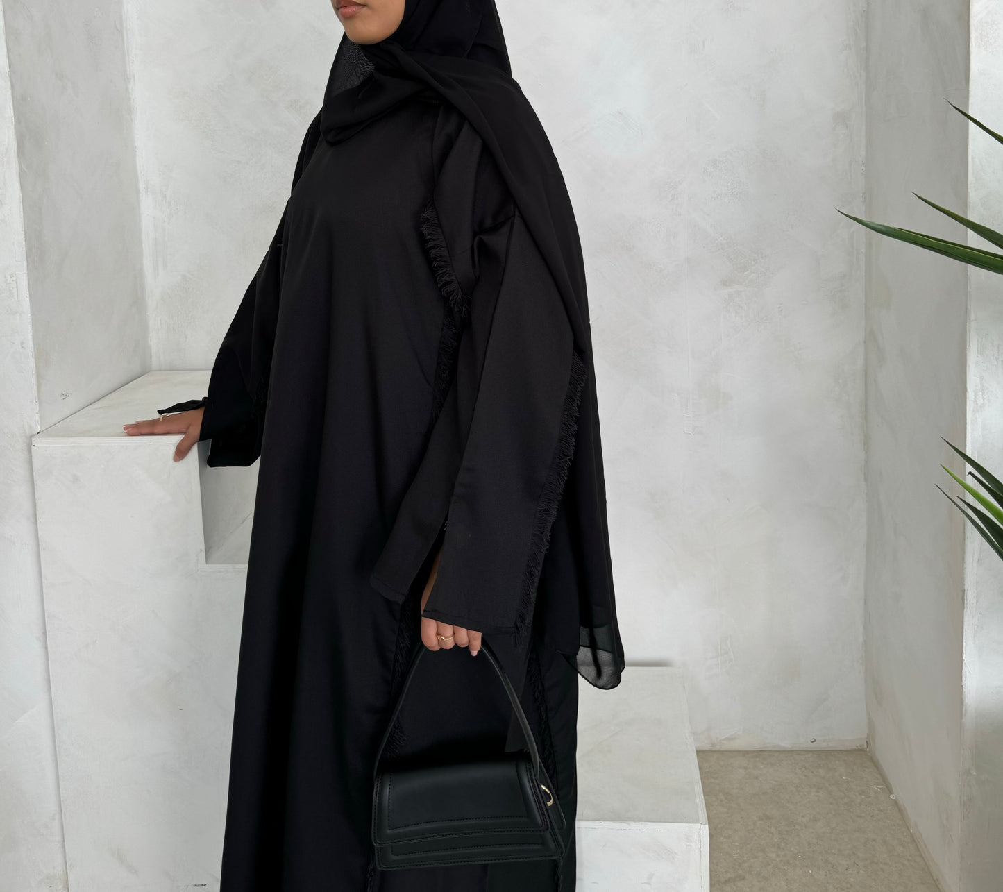 Triple Black Closed Abaya