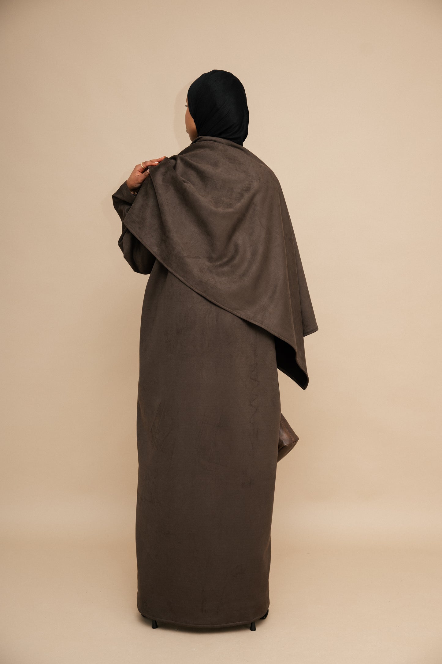 Deep Khaki Mocha abaya coat