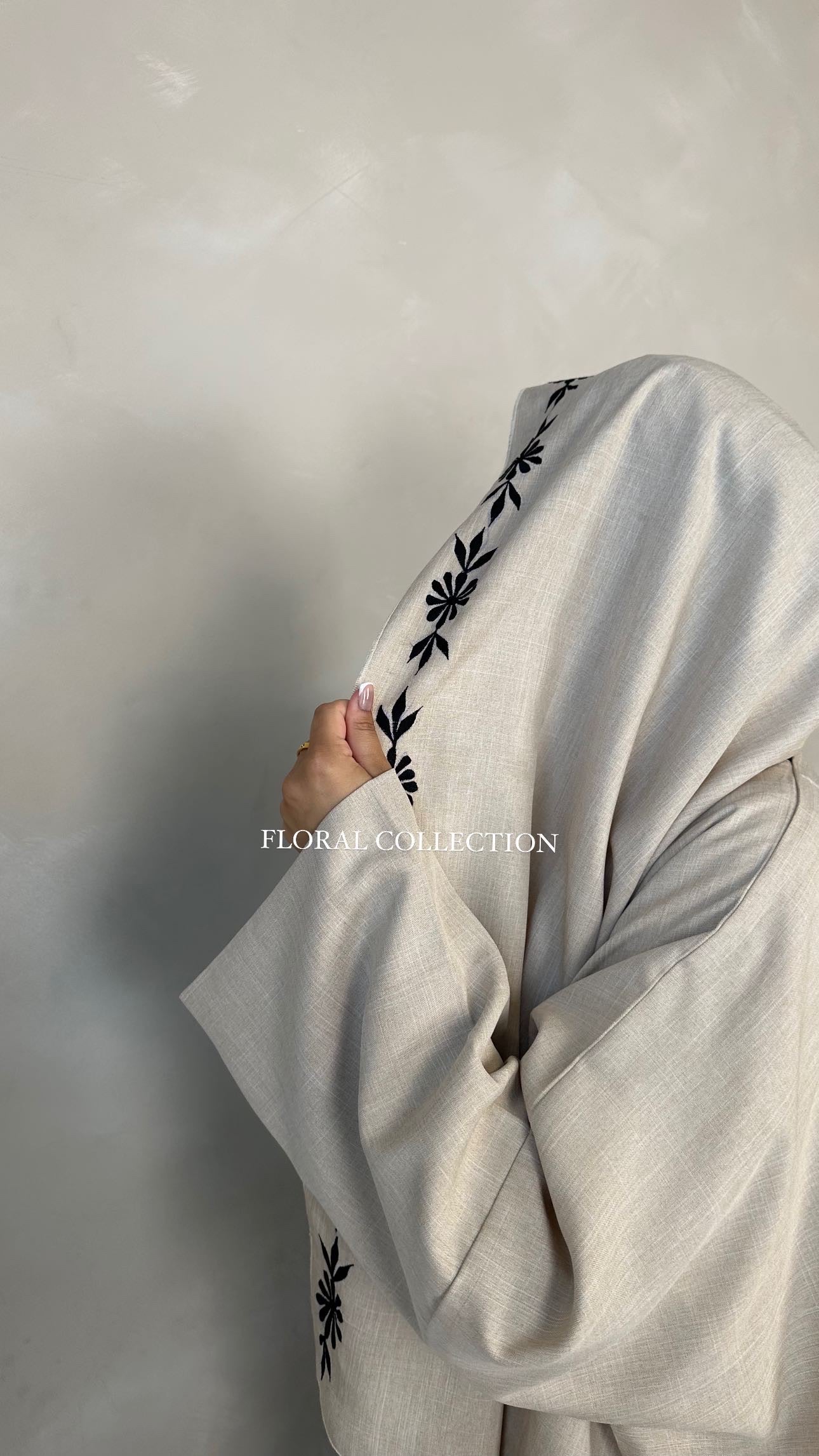 Bold Floral Linen abaya