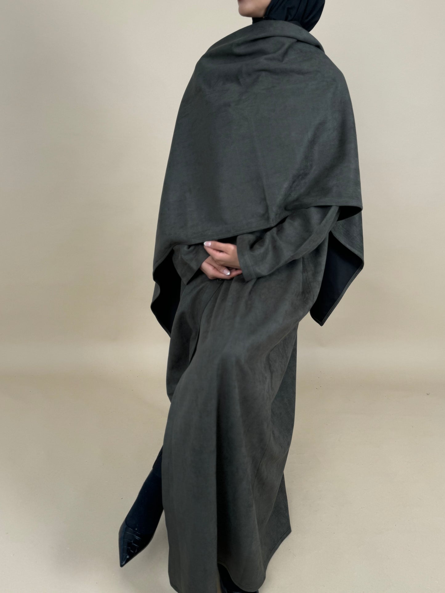 Grey Olive abaya coat