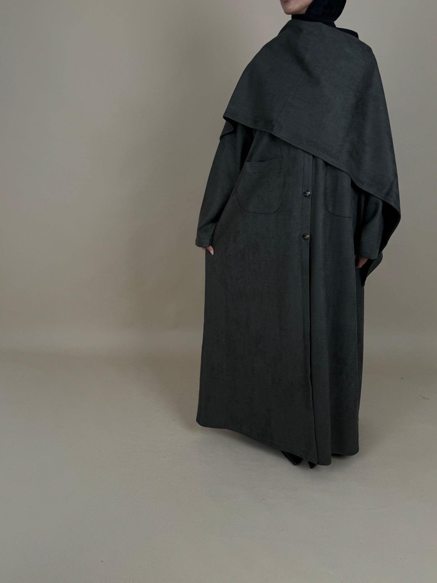 Grey Olive abaya coat