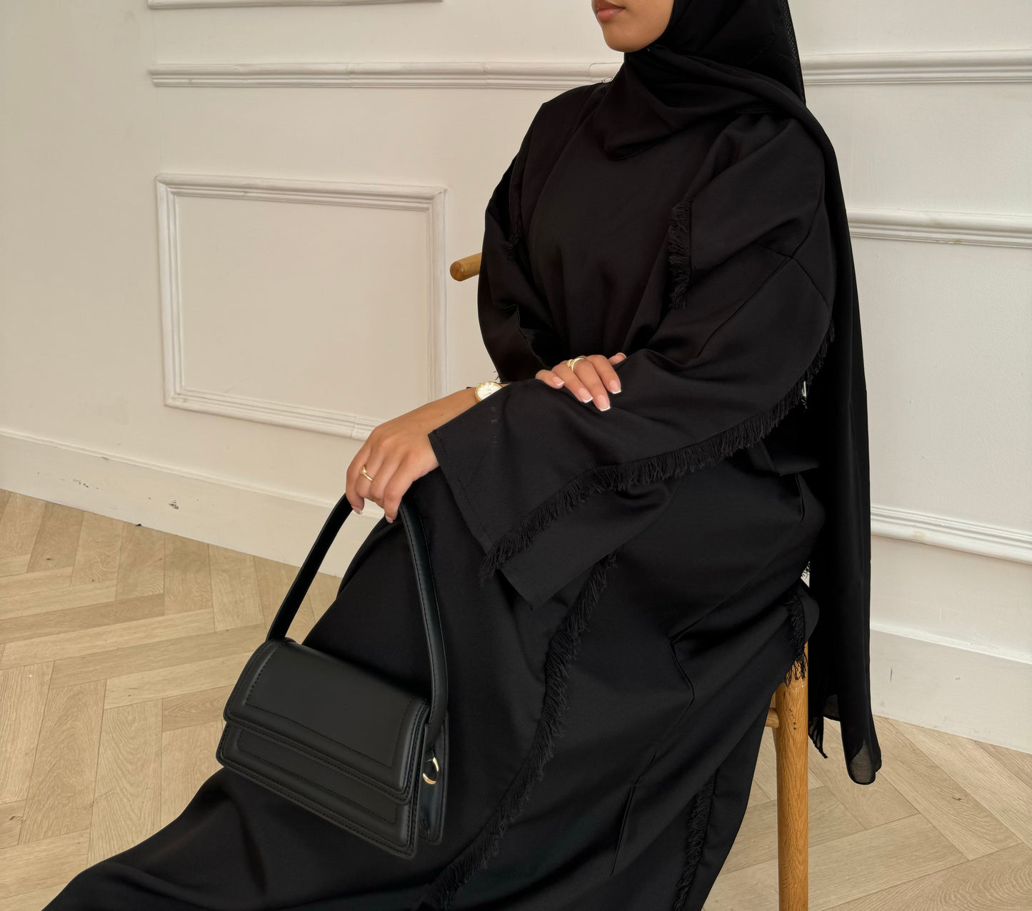 Triple Black Closed Abaya